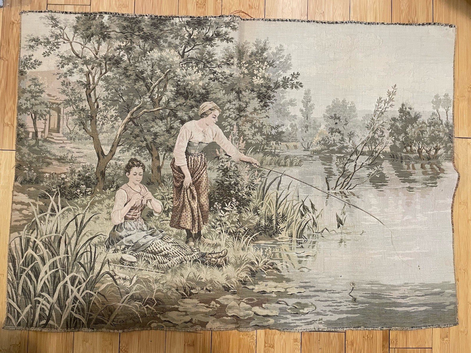 Vintage France Aubusson French Jaquar, 1970s  Tapestry 38/27