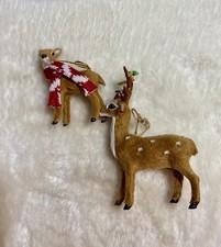 Large Deer Buck Antlers Fawn Standing Woodland Christmas Ornament Faux Fur