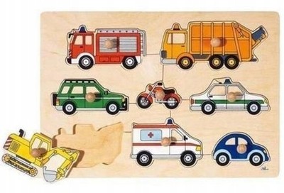 Goki Holzklammer Puzzle - Fahrzeuge für Kleinkinder, 8 Teile, CE-zertifiziert