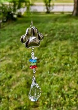 Paw Print Sun Catcher Crystals Prisms Hanging Decor Pet Memorial Sympathy Gift