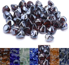 10-Pound 1 inch Diamonds Fire Glass for Gas or Propane Fire Pit Fireplace & Land