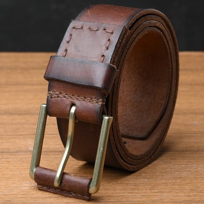 Herren Ledergürtel 100 % echtes Leder 30'' bis 44'' Taille Größe 100 % Messing Schnalle