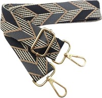 Verstellbarer Schultergurt Schwarz-Grau 80-130 Cm Breit Mit Karabiner Gold