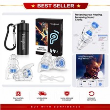 Hearprotek Concert Ear Plugs 20dB Reusable High Fidelity 2 Pairs