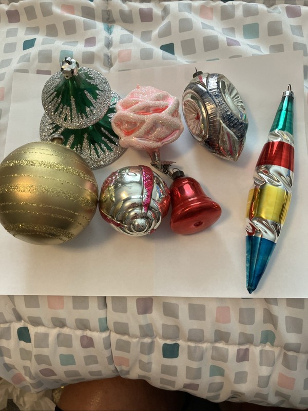 Vintage Lot Of Seven Glass Ornaments West Germany+
