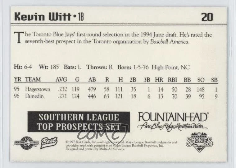 1997 Best Southern League Top Prospects Kevin Witt #20 - Image 2 of 2