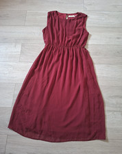 Dorothy Perkins Burgundy Sheer Flared Dress Billie & Blossom Party Holiday UK14