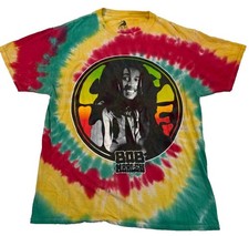 Bob Marley Rasta Tie Dye Tee Men's L - Yellow Red Zion Rootswear