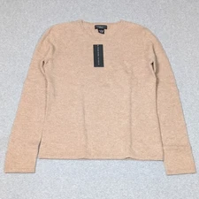 Madison Studio Cashmere Sweater Womens Medium Beige Crew Neck Pullover New