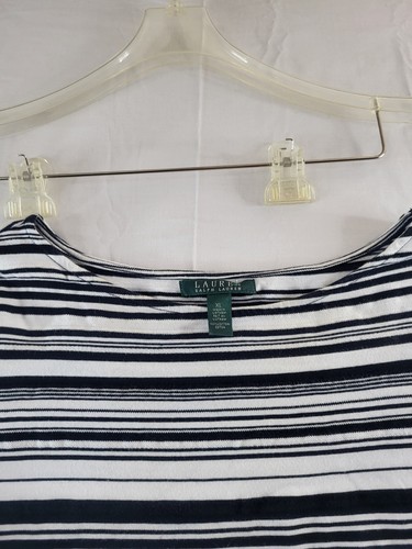 Lauren Ralph Lauren Shirt Womens Size XL Black White 3/4 Sleeve Casual Top - Picture 7 of 11