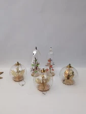 Lot of 5 Vintage Resl Lenz Christmas Ornaments Glass & Foil Germany READ