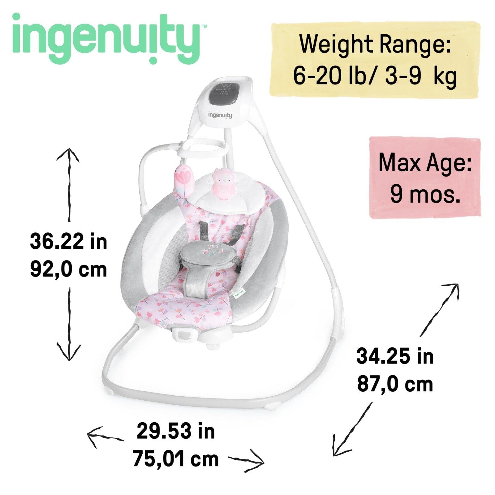 New Ingenuity SimpleComfort Lightweight Compact 6-Speed Multi-Direction Baby