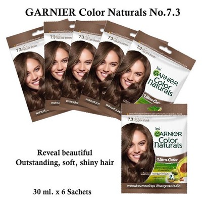 6 x Garnier Color Naturals 7.3 Golden Brown Hair Color Cream 30ml