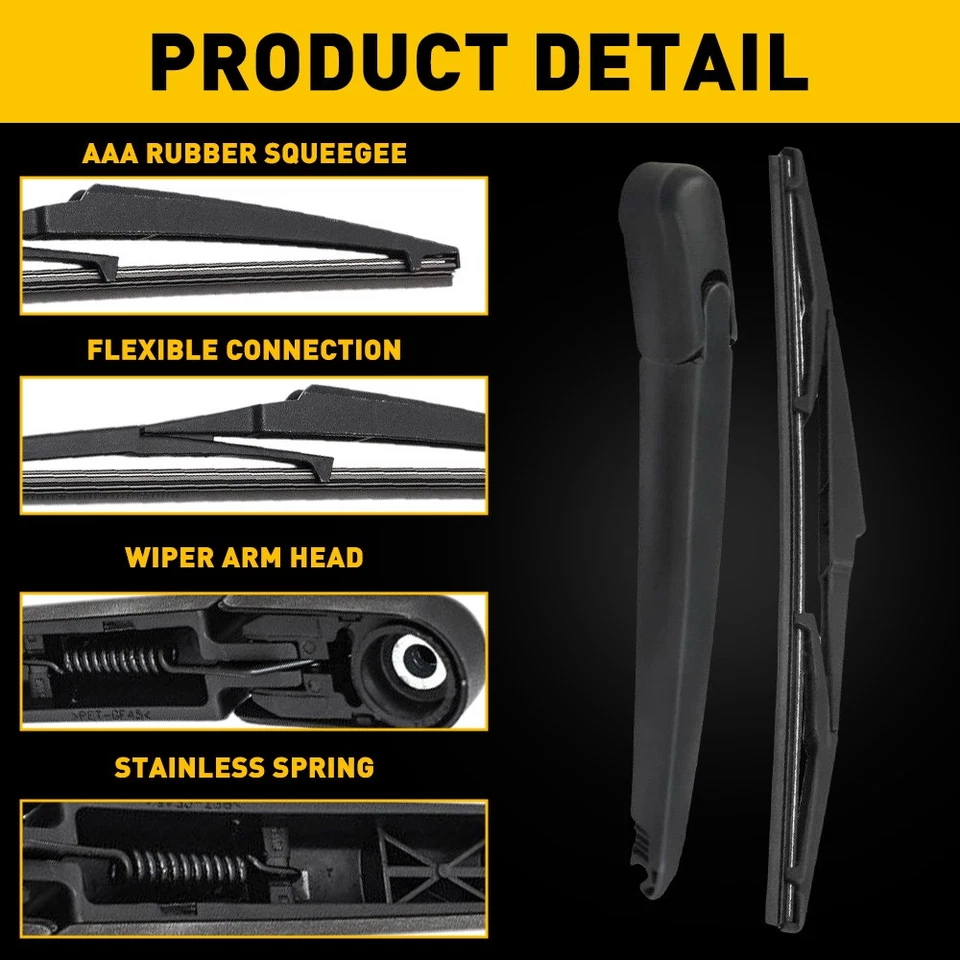 Brazo y cuchilla limpiaparabrisas trasero para KIA SOUL 2010-2019 KIA SOUL EV 42739 negro Foto 4 de 4