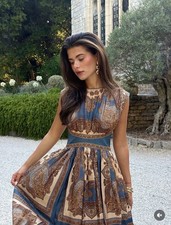 Zimmerman The Mahon Waisted Maxi Dress In Dark Blue Paisley $1350 Size 1 US 4-6