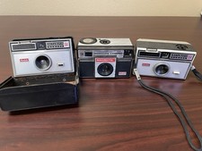 Lot Of 3 VTG Instamatic Magimatic Cameras One W/ Cover Untested Kodak 104 126