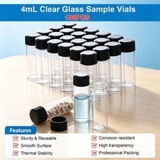 100 Pcs 4ml Glass Vials with Screw Caps Clear Liquid Vial Sample Vials Lab Vials