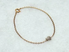 Vintage 1940s 10K Yellow Gold diamond heart children’s petite Bracelet 4.5”
