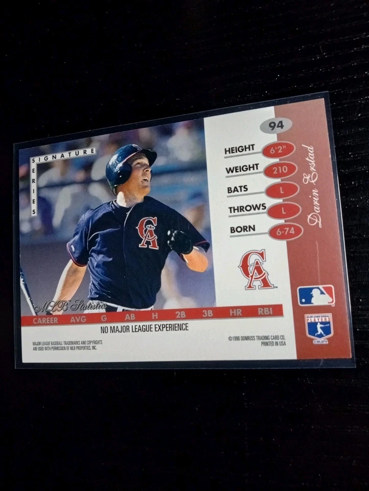 1996 Leaf Signature Series - Darin Erstad #94 (RC) - Image 4 of 4
