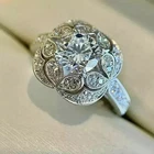 Vintage Art Deco Style Lab Created Diamond Anniversary 14K White Gold FN Ring