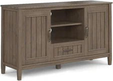 SIMPLIHOME Lev SOLID WOOD 53" Wide TV Media Stand Smoky Brown for TVs up to 60"