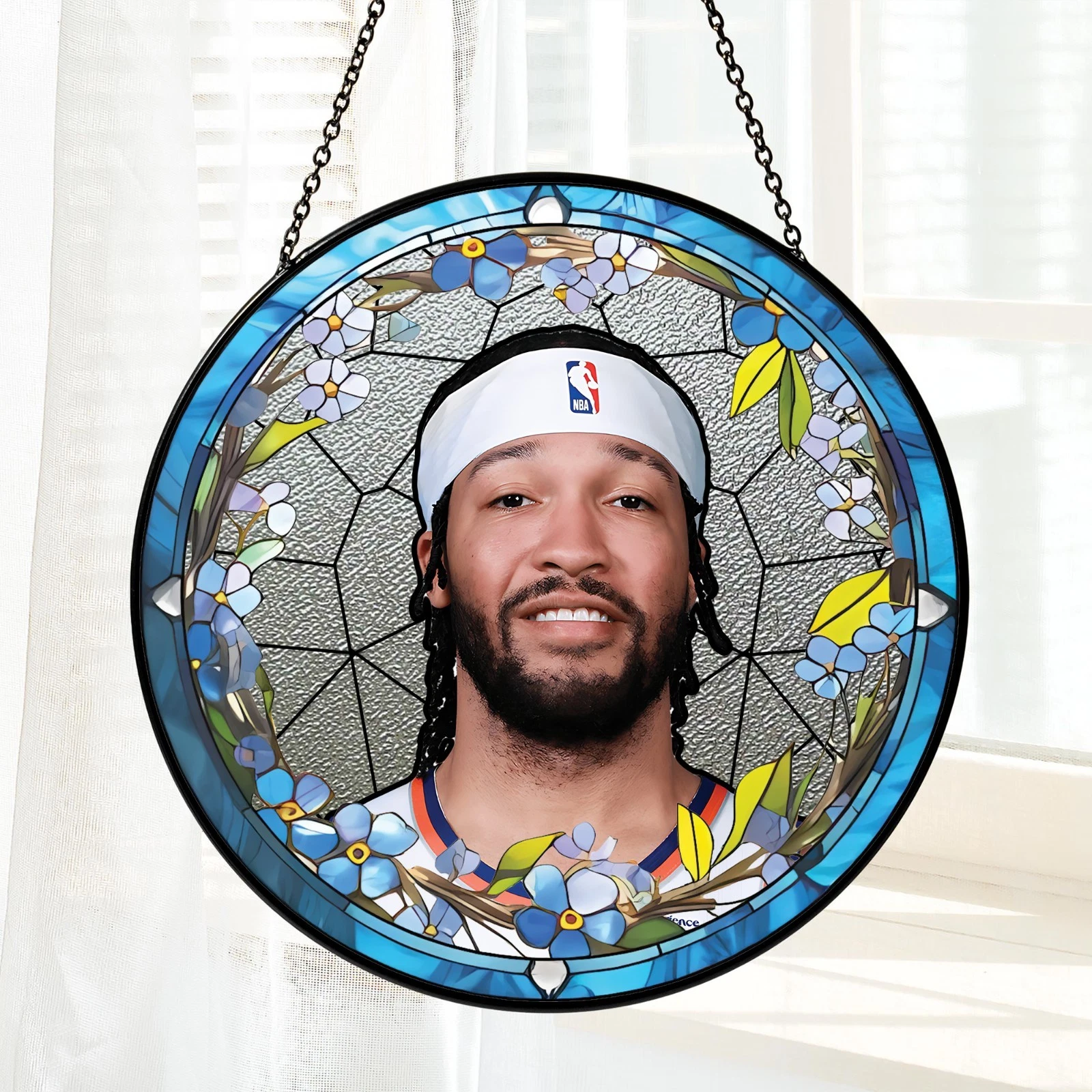 Jalen Brunson Stained Glass Suncatcher - Home Window Hanging Ornament