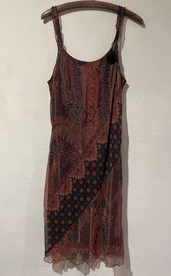 Vestido sin Mangas Vintage Mujer Talla 12 Hada Capricho Fluido Volantes Midi Años 90’s Y2K d9 Flor Foto 2 de 4