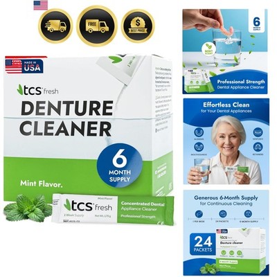 Fresh Denture Cleaner   Professional Strength Concentrated Cleanser Mint Powd...
