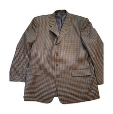 Men's Brown Tan Plaid Wool Sport Coat Blazer 3 Button Lined