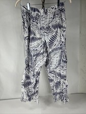 Tahari Wide leg Pants M Medium 100 Linen Print Wide Women Lagenlook