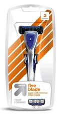 UP & UP Five Blade Razor Shaver Handle Trimmer Blade 2 Refill Cartridges Target