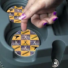 Hairdresser Scissor Car Coasters Gift Set Absorbent Sandstone Cup Holder Bling