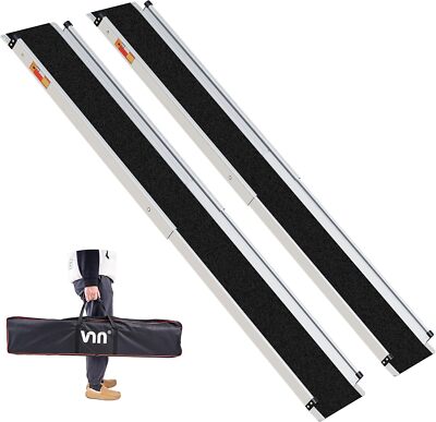 VNN 4-7FT Aluminum Adjustable Non-skid Loading Wheelchair Telescoping Track Ramp