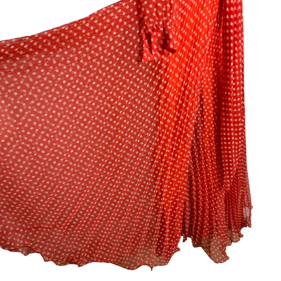 Mono de Gasa Jack Bryan Vintage Años 60 S Rojo Lunares Acordeón Plisados Groovy Foto 4 de 4