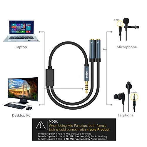 MillSO Headset Splitter for 2 TRRS Headphones or Mics 3FT 3.5mm