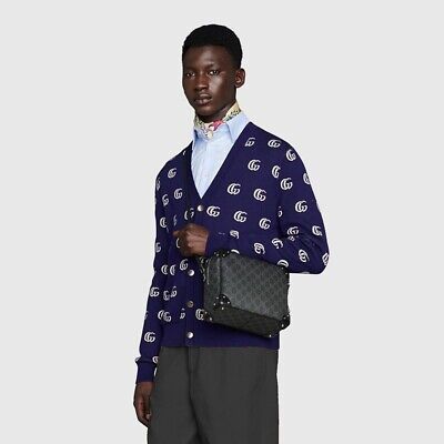 NEW $1,900 GUCCI Black Grey GG Supreme Monogram SQUARE NEW $1,900 GUCCI Black Grey GG Supreme Monogram SQUARE