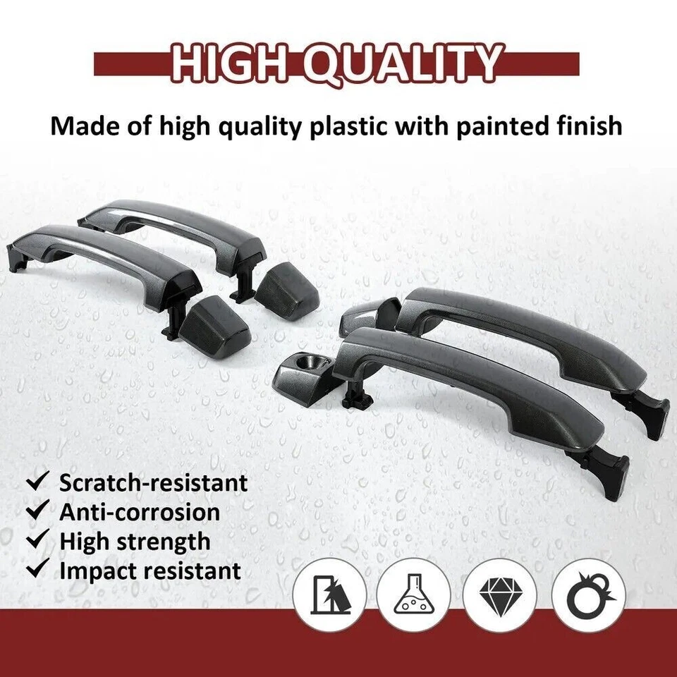 1 juego de manijas de puerta pintadas grises 1G3 para Toyota Tundra Sequoia 2011-2019 Foto 3 de 4