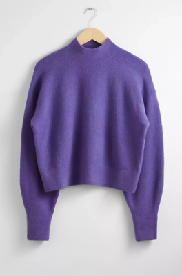 AND OTHER STORIES MOCK-NECK SWEATER JUMPER PURPLE VIOLET S SMALL