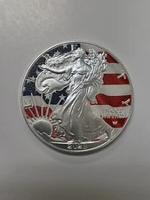 2023 Silver Eagle Colorized American Flag BU And Beautiful- God Bless America 