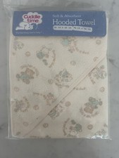 Vintage Cuddle Time Baby Hooded Bath Towel Bunny Bear