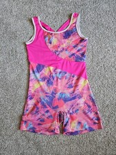 Danskin Now Gymnastic leotard XL 14-16 Pink Purple Silver Foil multicolor