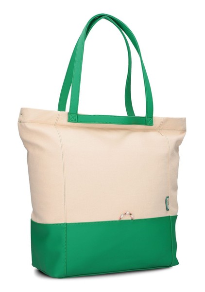 Zwei Fiorella Shopper Shopper Schultertasche Tasche Sand Beige GrüN Neu-image