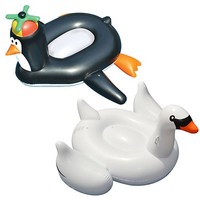 Swimline Pool Happy Penguin Float + Giant Inflatable Ride-on 75-inch Swan Float on sale Swimline Pool Happy Penguin Float + Giant Inflatable Ride-on 75-inch Swan Float on sale