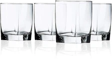 Square Drinking Whiskey Glasses Set of 4  Old Fashioned Glass Cup Bar Set NEW