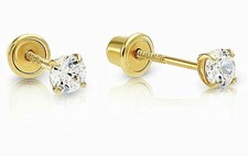 1.8mm Genuine Diamond Tiny Stud Screw Back Earrings in 14k Solid Yellow Gold