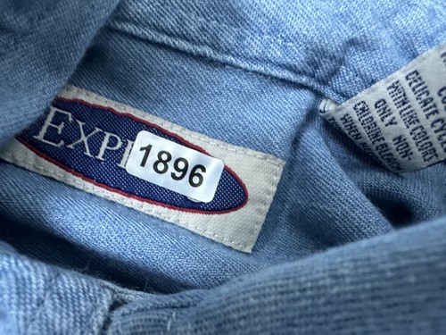 Vintage 90s Express Denim Shirt Boys XL Blue Long Sleeve Button Down Outdoors - Picture 16 of 16