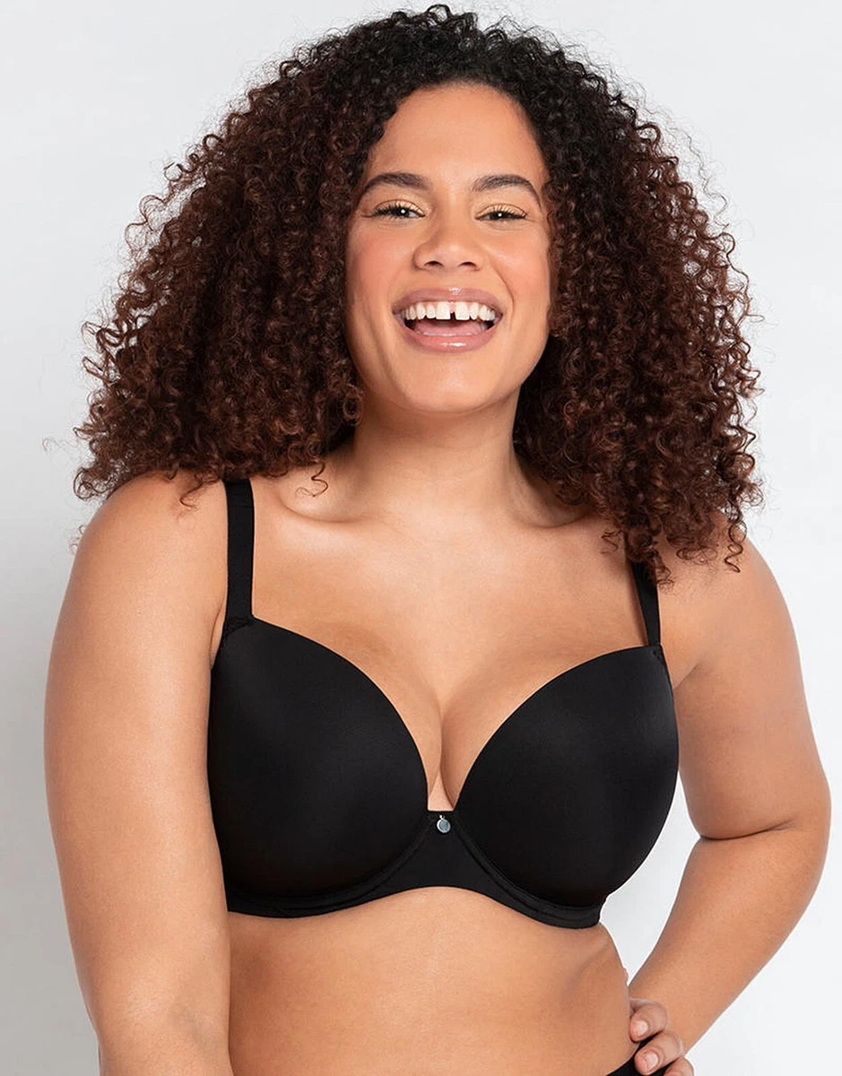 Curvy Kate Smoothie T-Shirt Plunge Black Bra UK 36DD