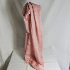 Collectioneighteen Large Square Light pink metallic Ladies scarf with fringe
