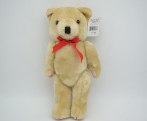 Pacific Craft Jointed Teddy Bear Plush 12” Red Bow Beige Tan Brown NOS - Picture 7 of 8