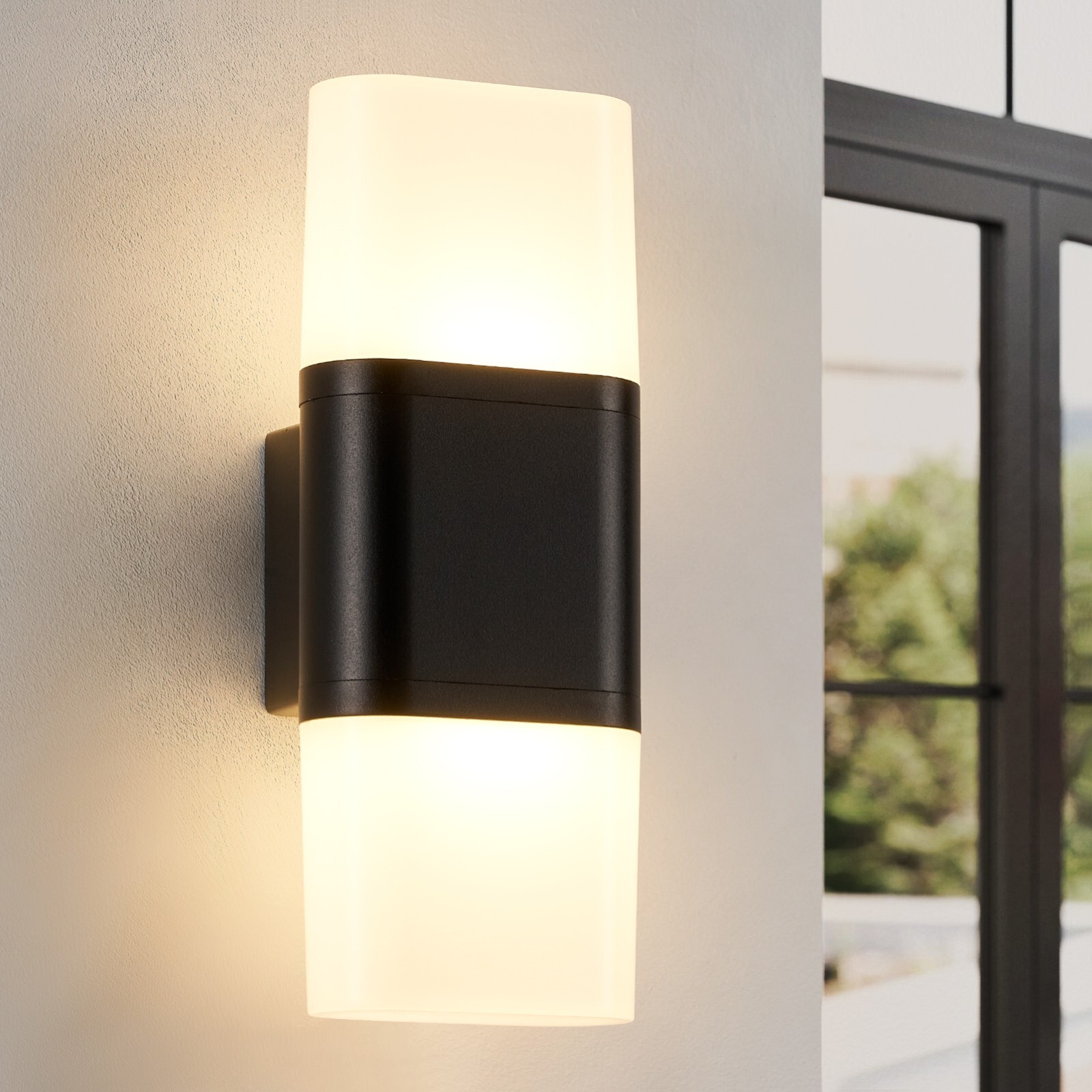 Outdoor LED Wall Lights , Up and Down Exterior Lamp with White Shade - Image 2